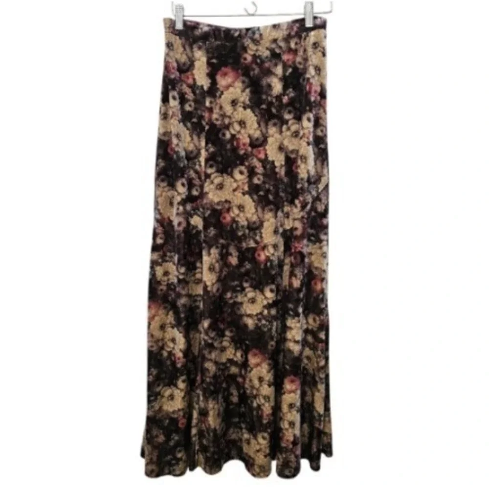 Vintage Forever 21 Floral Velvet Maxi Skirt Medium Fairygrunge Y2K Romantic